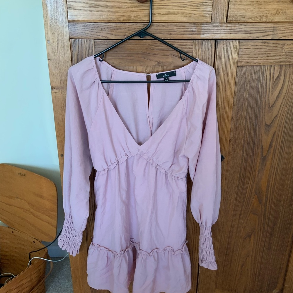Lulu's Soft Pink Long Sleeve Dress